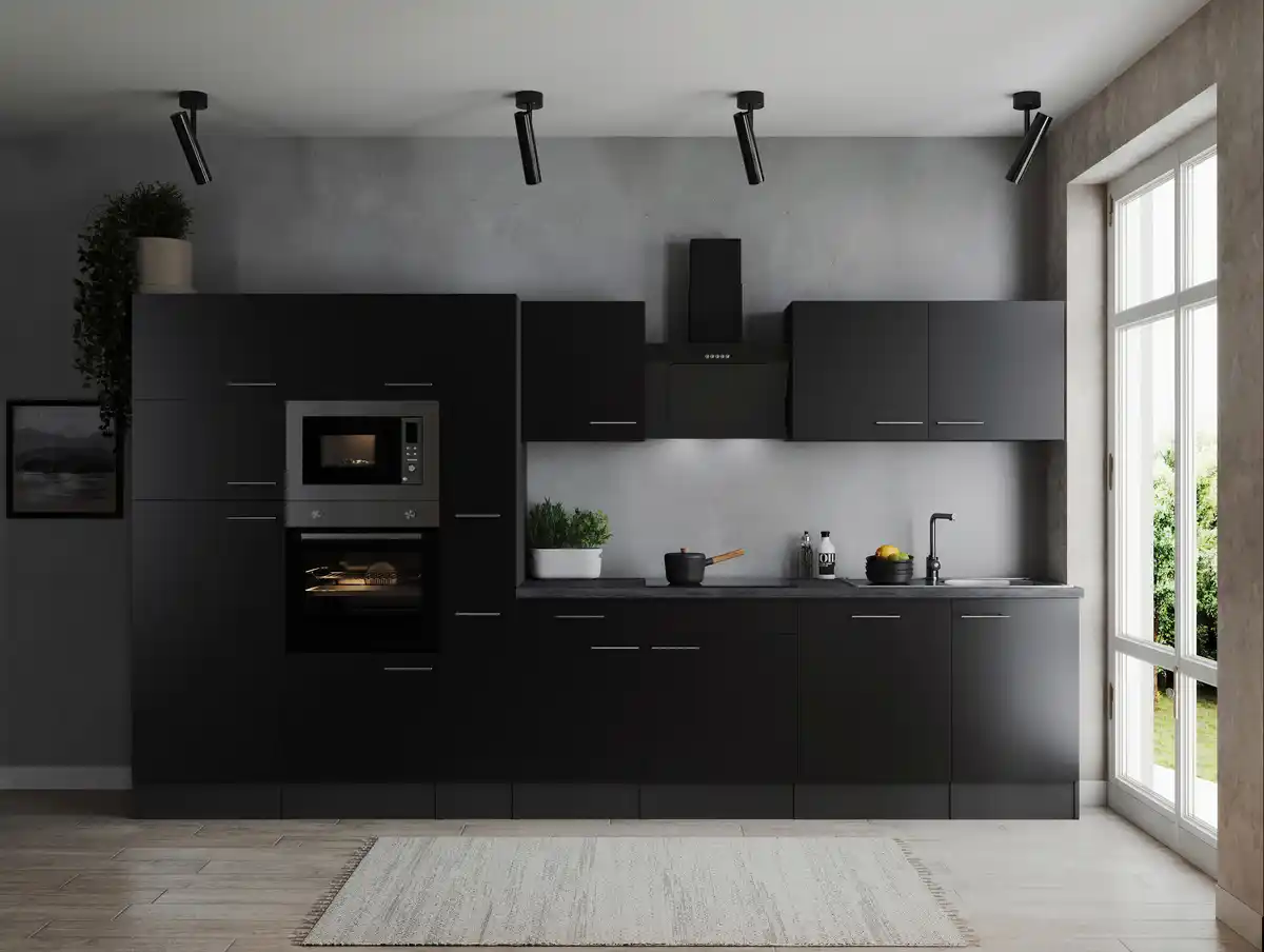 Bild 1 von Küchenblock Oliver m. Geräten Grau/Schwarz, Grau, Schwarz