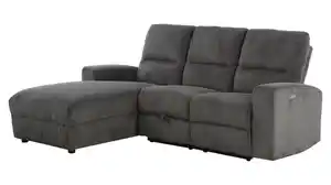 Ecksofa Cord grau 216 x 156 cm Relaxfunktion Federkern - PALINA