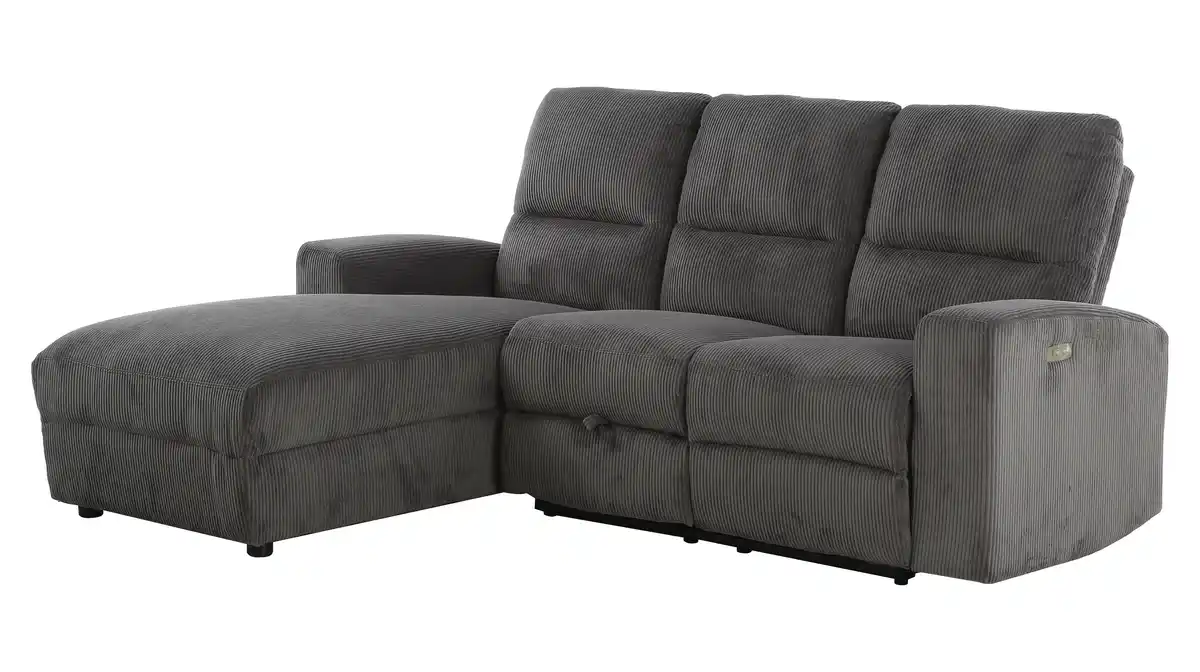 Bild 1 von Ecksofa Cord grau 216 x 156 cm Relaxfunktion Federkern - PALINA