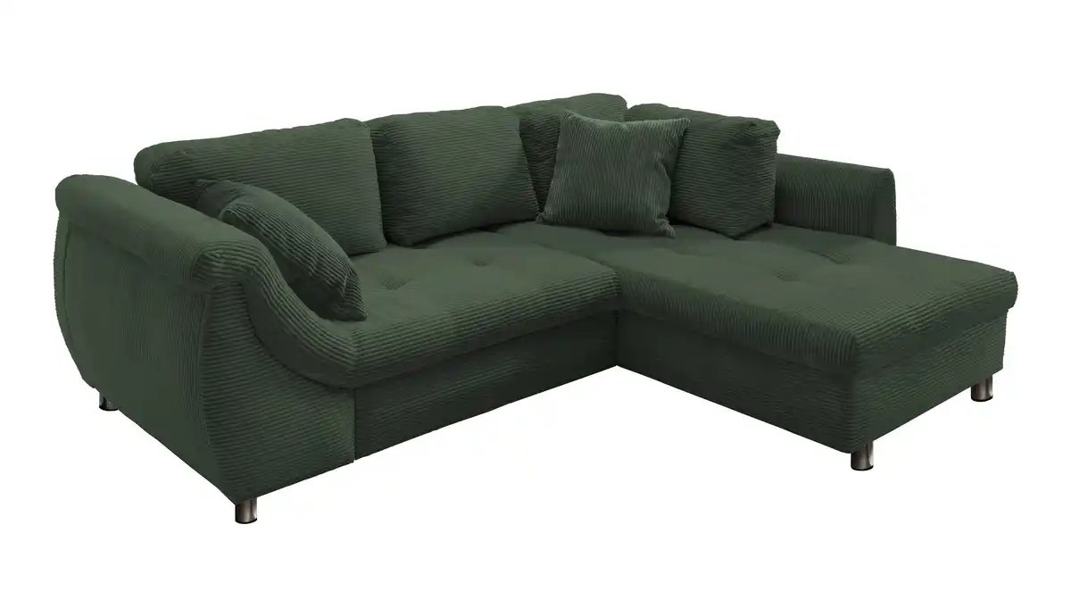 Bild 1 von Ecksofa Cord grün Schlaffunktion Bettkasten OT rechts - LUNARO