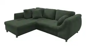 Ecksofa Cord grün Schlaffunktion Bettkasten OT links - LUNARO