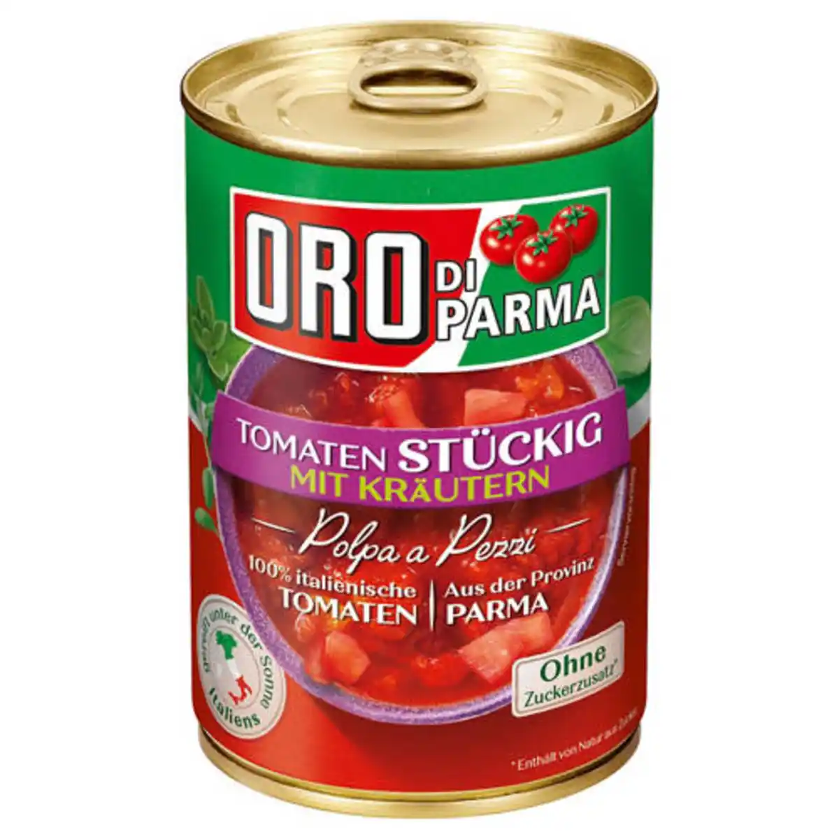 Bild 1 von ORO DI PARMA Tomaten 400 g, 4-fach, stückig Kräuter