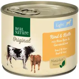 REAL NATURE Light Nassfutter Hund, Adult, Rind und Kalb 6x200 g