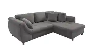 Ecksofa Cord grau Schlaffunktion Bettkasten OT rechts - LUNARO