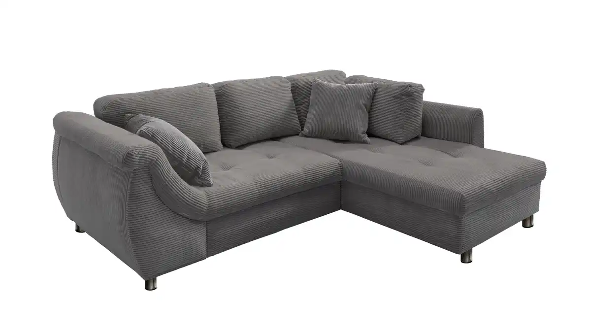 Bild 1 von Ecksofa Cord grau Schlaffunktion Bettkasten OT rechts - LUNARO