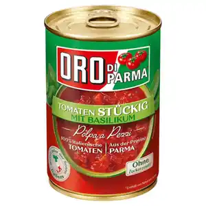 ORO DI PARMA Tomaten 400 g, 4-fach, stückig Basilikum
