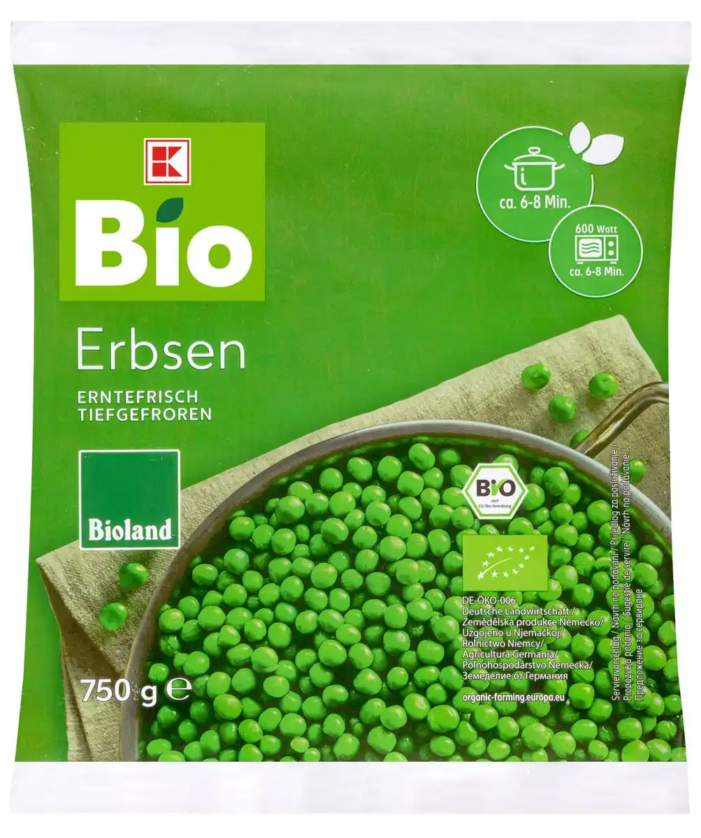 Bild 1 von K-BIO Bioland Erbsen, 750-g-Beutel