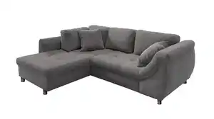 Ecksofa Cord grau Schlaffunktion Bettkasten OT links - LUNARO