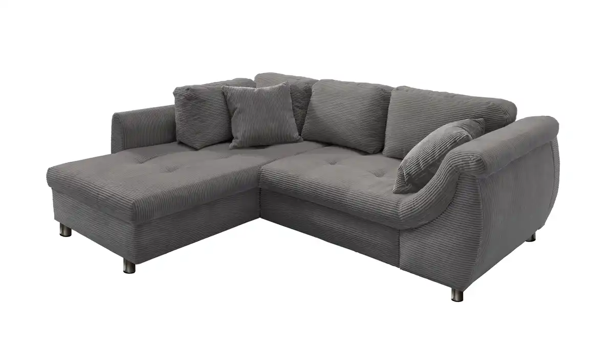 Bild 1 von Ecksofa Cord grau Schlaffunktion Bettkasten OT links - LUNARO