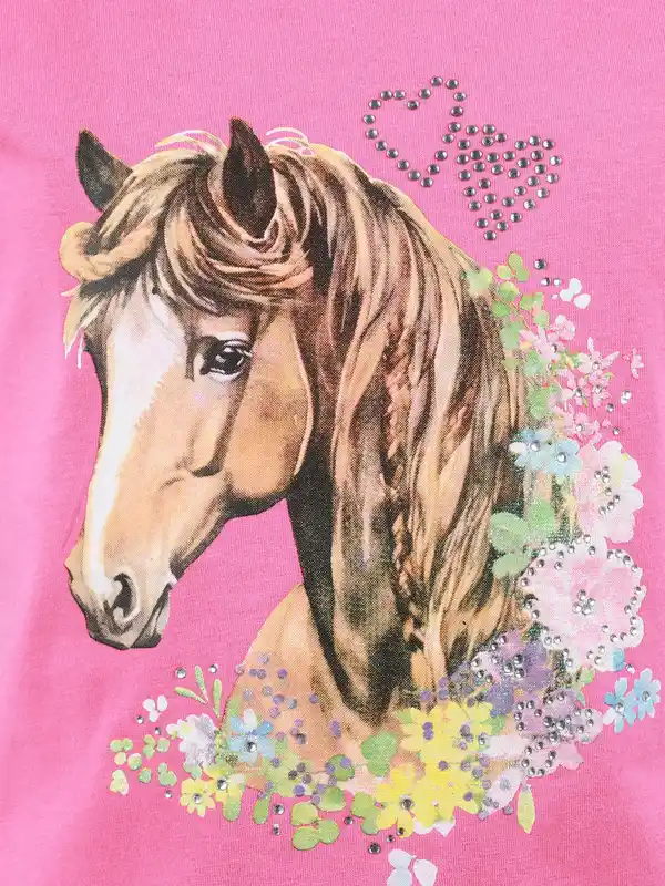 Bild 3 von Mädchen T-Shirt mit Pferdeprint und Volantärmelchen Pink