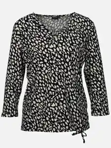 Damen Shirt mit Alloverprint Weiß