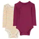 Bild 1 von LILY & DAN Baby Wickelbodys 2er-Pack, Beere/Gelb-gestreift, 62/68