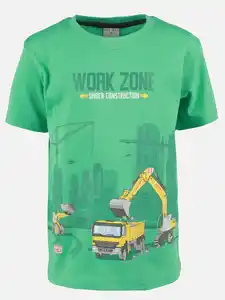 Jungen T-Shirt mit Baumaschinenmotiv Grün