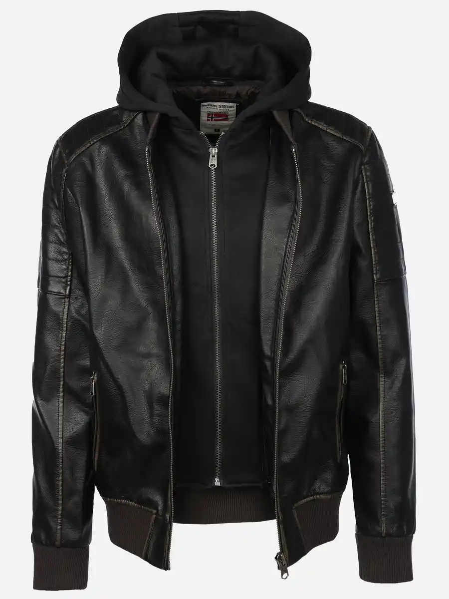 Bild 3 von Herren Bomberblouson in Lederoptik mit Kapuze Braun