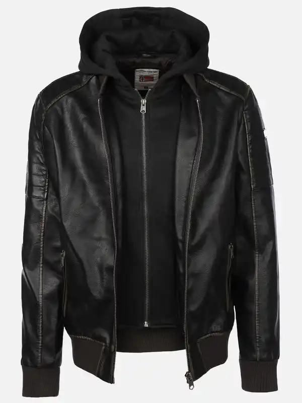 Bild 3 von Herren Bomberblouson in Lederoptik mit Kapuze Braun