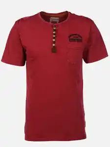 Herren Henleyshirt mit Stickerei Rot