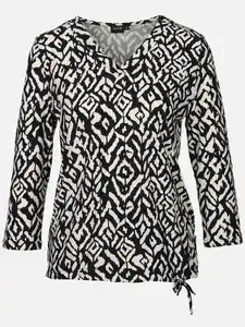 Damen Shirt mit Alloverprint Weiß