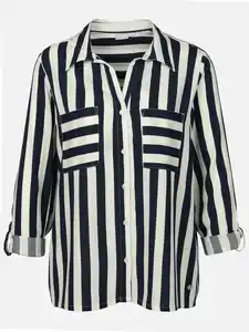 Damen Bluse mit Streifen Marine