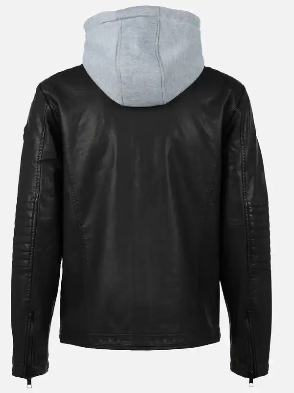 Bild 2 von Herren Bikerjacke mit abnehmbarer Kapuze Schwarz
