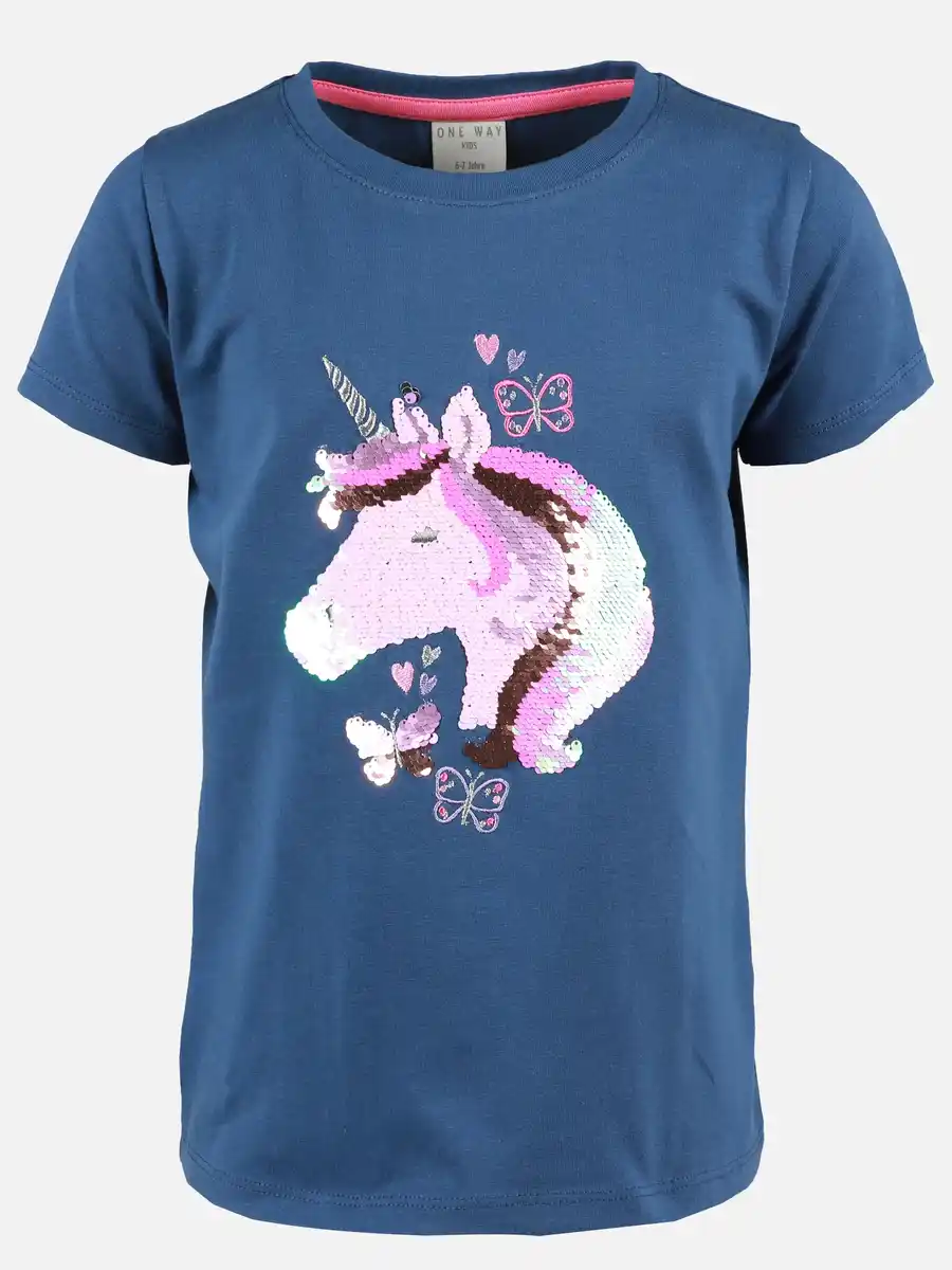 Bild 1 von Mädchen T-Shirt mit Einhornpaillettenmotiv Blau
