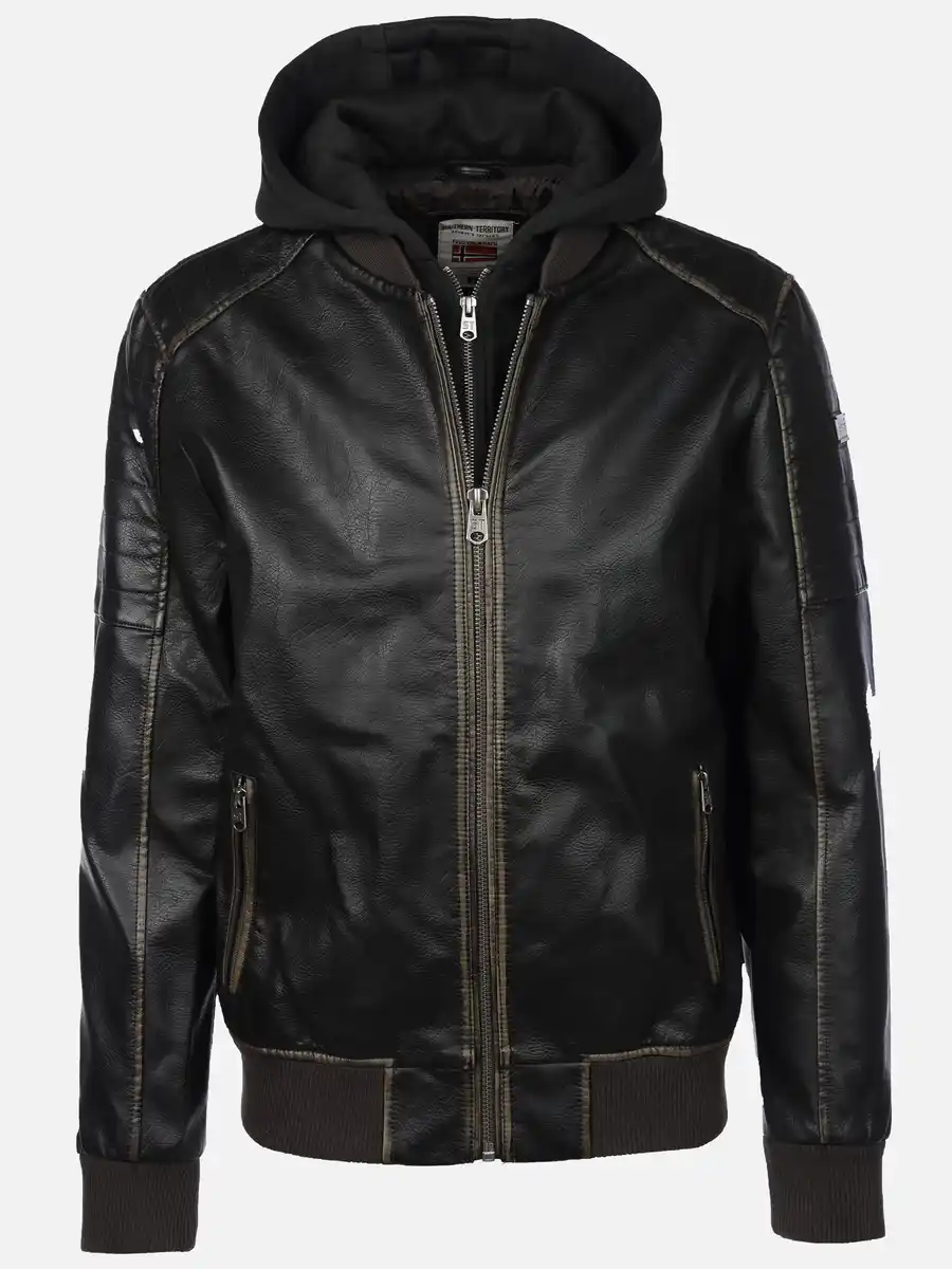 Bild 1 von Herren Bomberblouson in Lederoptik mit Kapuze Braun