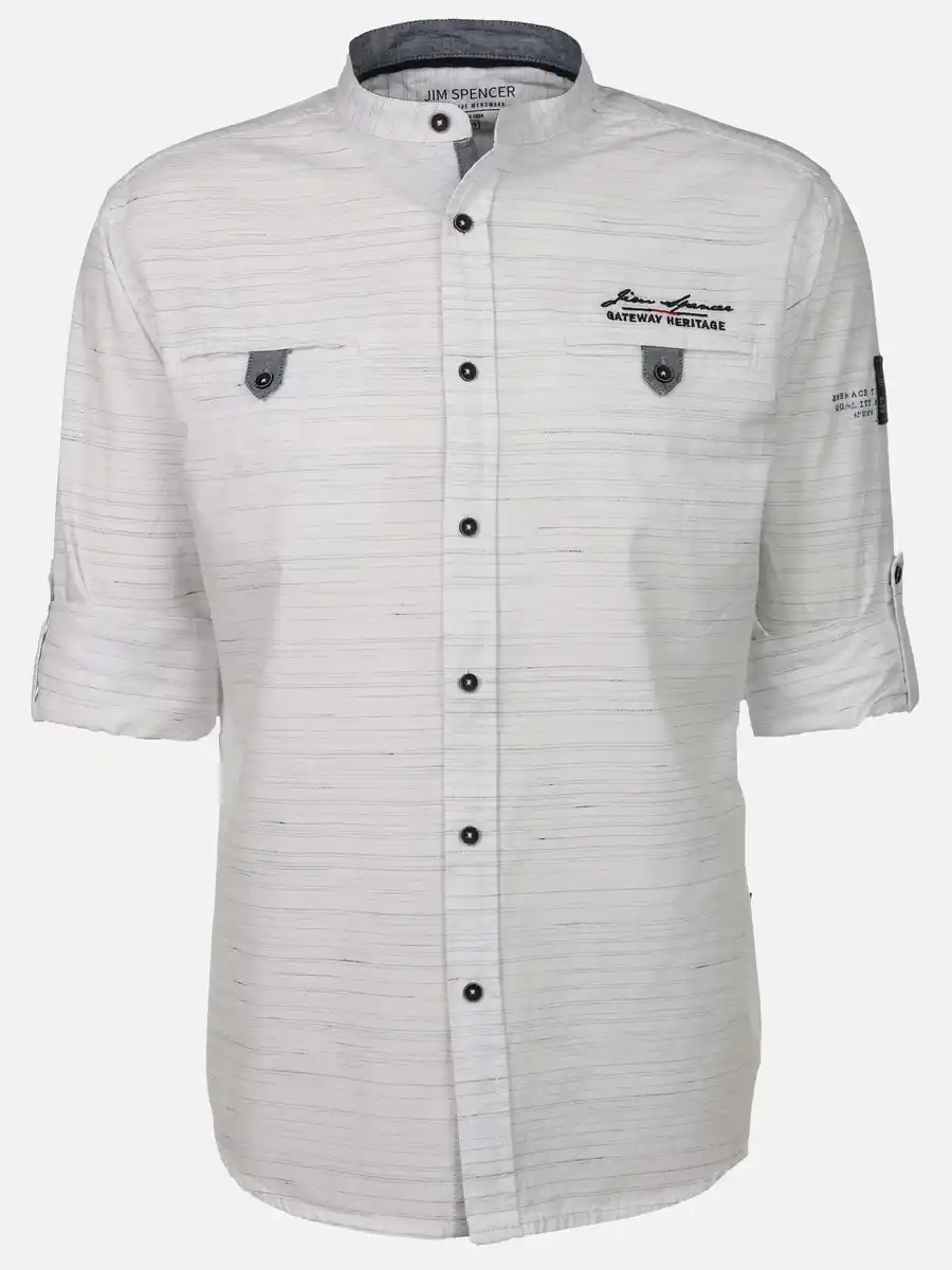 Bild 1 von Herren Freizeithemd mit kleinem Stehkrage Weiß