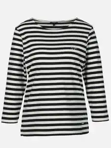 Damen Streifenshirt mit Stickerei Blau