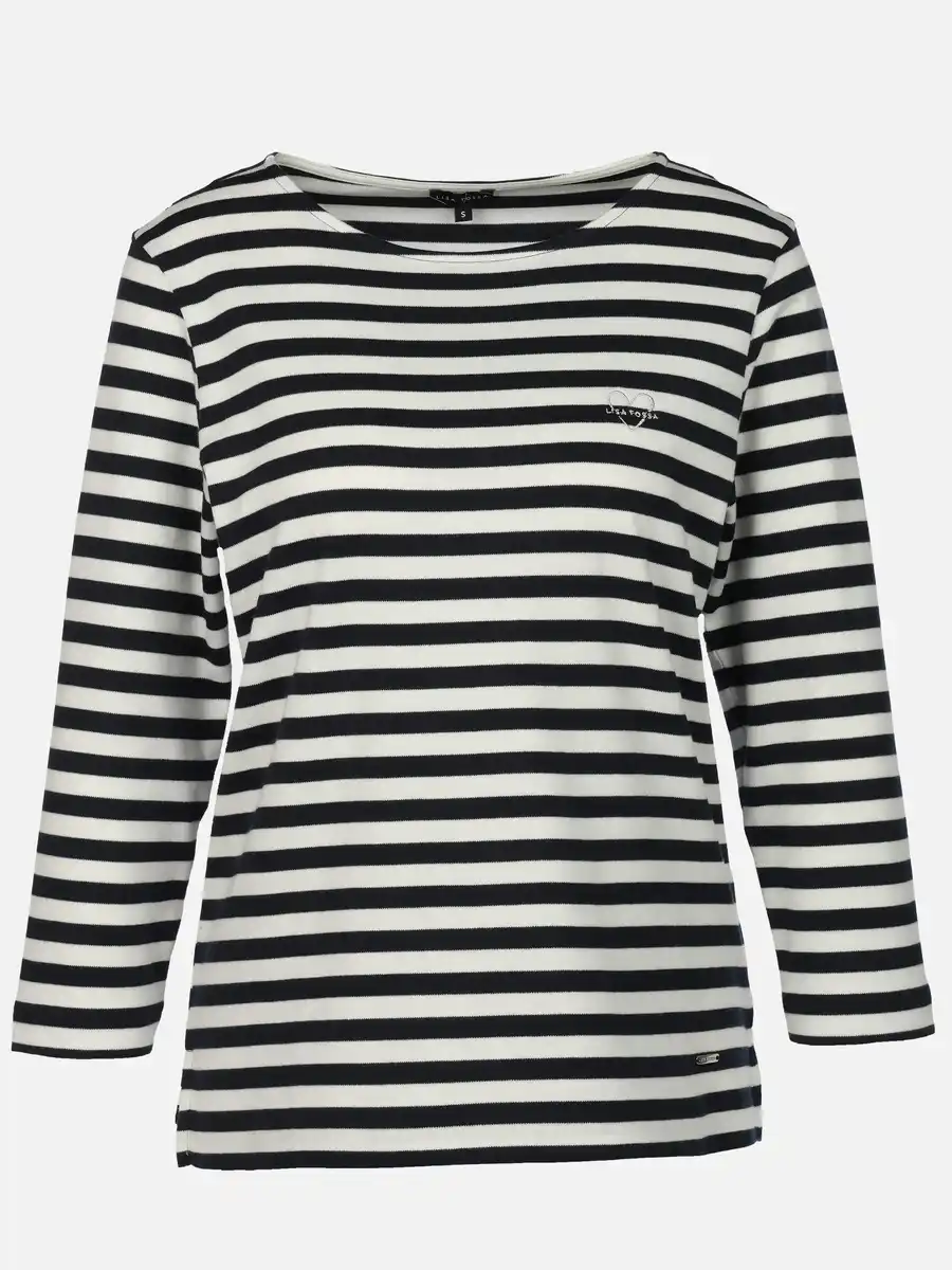 Bild 1 von Damen Streifenshirt mit Stickerei Blau