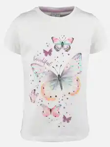 Mädchen T-Shirt mit Schmetterlingsmotiv Weiß