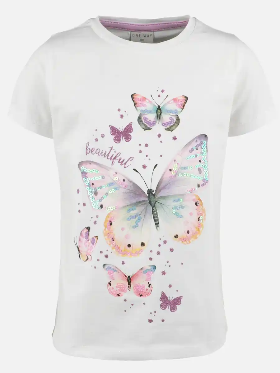 Bild 1 von Mädchen T-Shirt mit Schmetterlingsmotiv Weiß