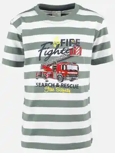Jungen T-Shirt mit Feuerwehrautoapplikation Grün