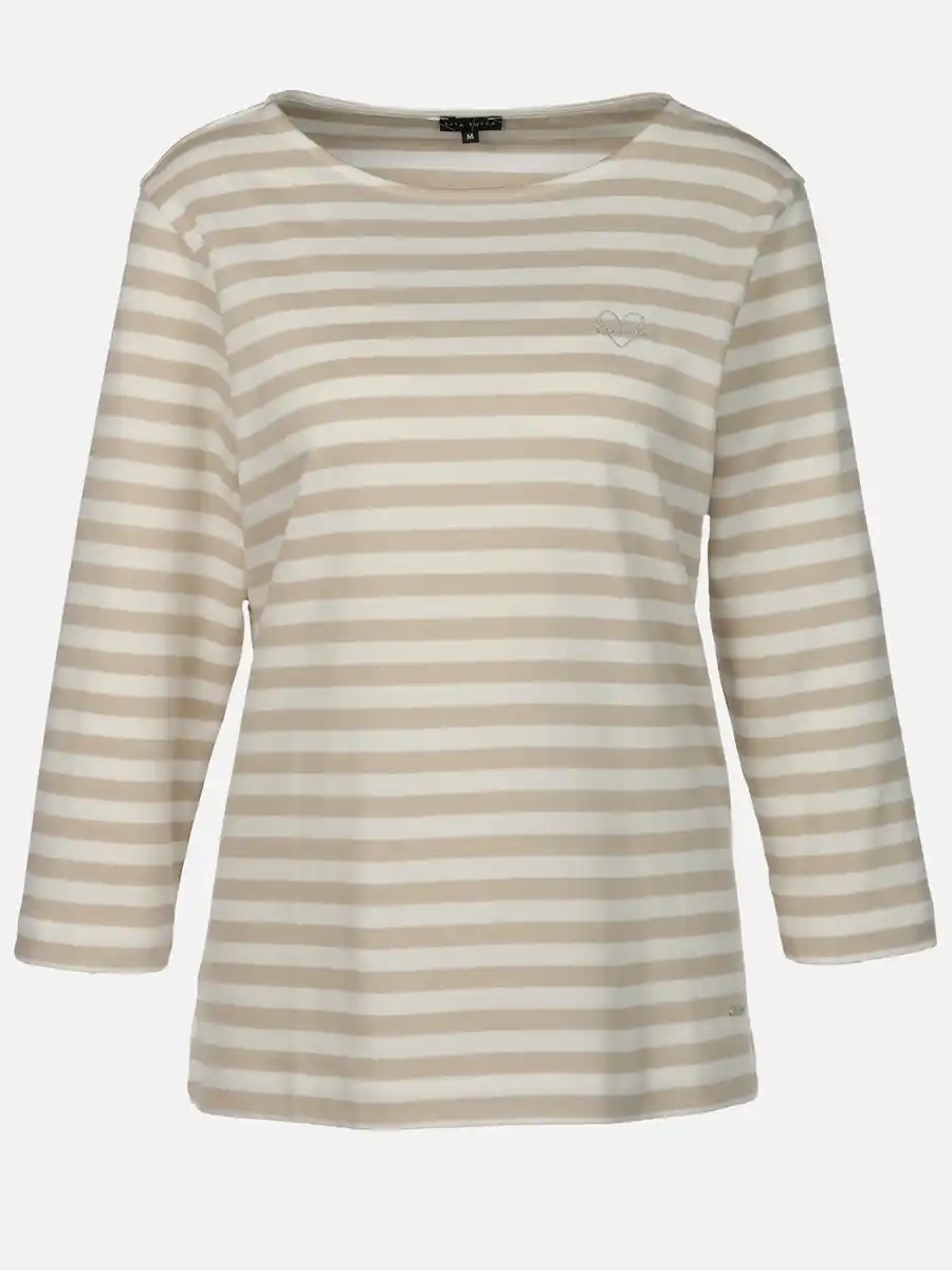Bild 1 von Damen Streifenshirt mit Stickerei Beige