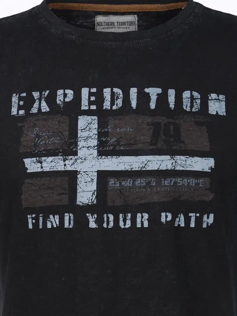 Bild 3 von Herren Shirt mit Frontprint Schwarz