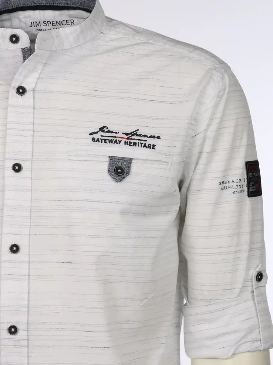 Bild 3 von Herren Freizeithemd mit kleinem Stehkrage Weiß