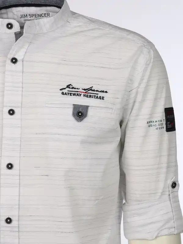 Bild 3 von Herren Freizeithemd mit kleinem Stehkrage Weiß