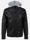 Bild 1 von Herren Bikerjacke mit abnehmbarer Kapuze Schwarz