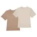 Bild 1 von UP2FASHION BASICS Damen Basic T-Shirts, 2er-Pack, Braun/Streifen, S 36/38