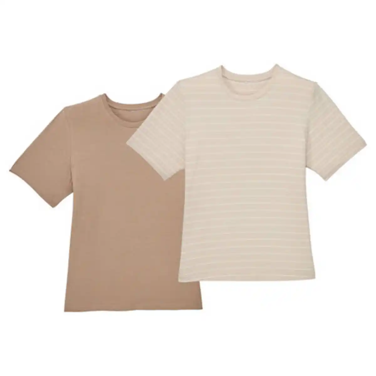 Bild 1 von UP2FASHION BASICS Damen Basic T-Shirts, 2er-Pack, Braun/Streifen, S 36/38