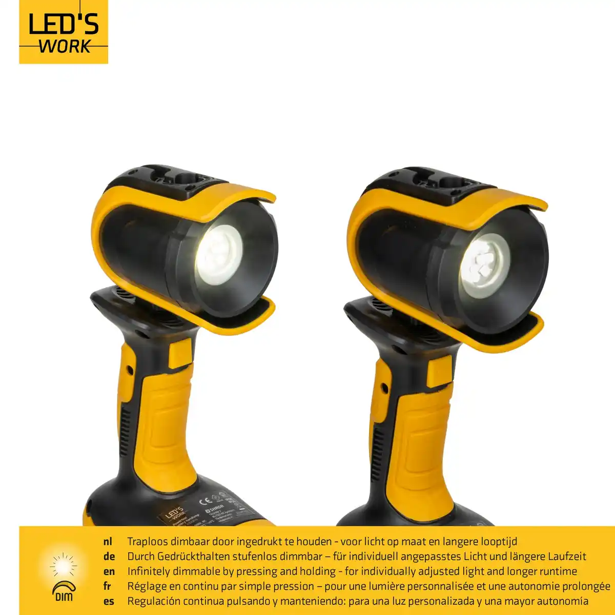 Bild 4 von LED's work LED-Arbeitsleuchte, für 18V Akkus Makita, BOSCH, Einhell, Metabo, 500 lm, 5000K, schwarz/gelb