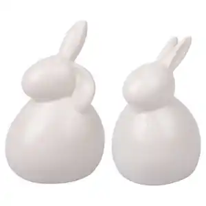 HOME CREATION Osterdekoration aus Keramik, Hase, Weiß