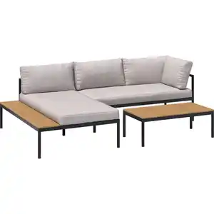 Lounge-Set Lankin 3-tlg. Aluminium Anthrazit-Beige ca. 230 cm x 170 cm