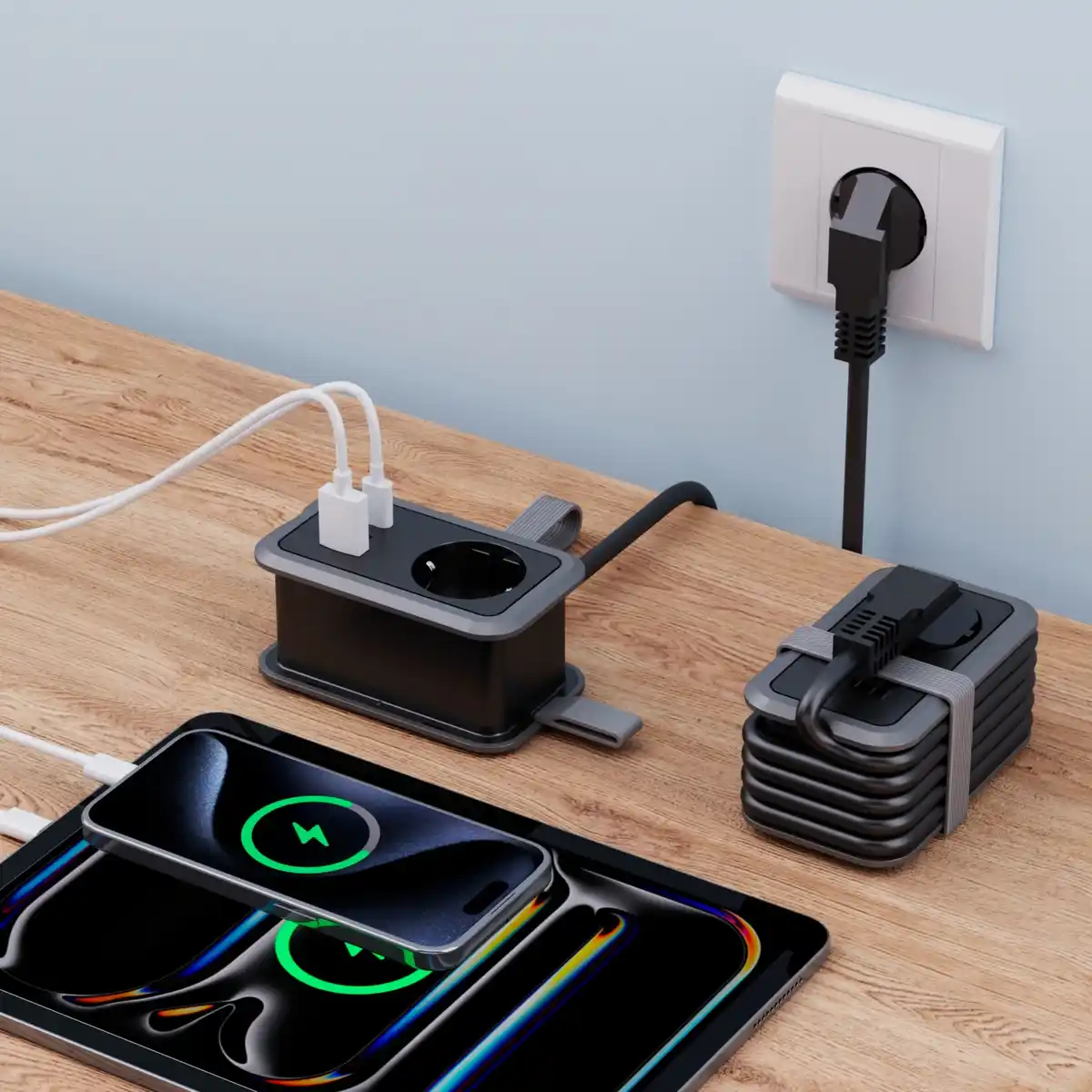 Bild 2 von TECHNAXX USB-Ladesteckdose »Socket TX-352«, 1 x 230 V, 1 x USB-A und 2 x USB-C (PD 20 W), schwarz/grau