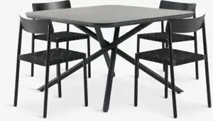 GOTHENBURG L120 Tisch grau + 4 HAGLEBU Stuhl schwarz