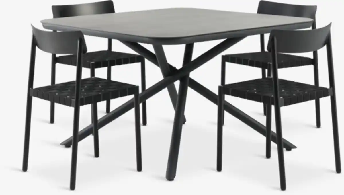 Bild 1 von GOTHENBURG L120 Tisch grau + 4 HAGLEBU Stuhl schwarz