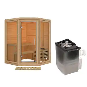 Karibu Sauna "Ebba" mit Ofen 9 kW Integriert Naturbelassen