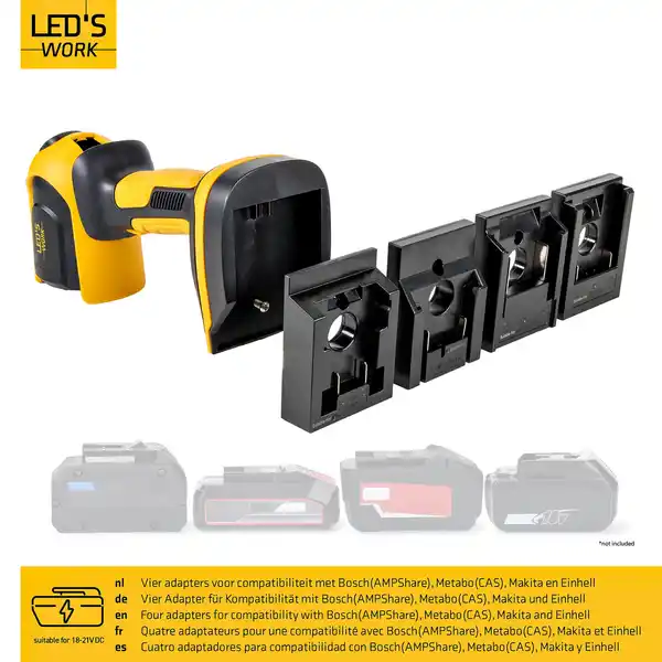 Bild 3 von LED's work LED-Arbeitsleuchte, für 18V Akkus Makita, BOSCH, Einhell, Metabo, 500 lm, 5000K, schwarz/gelb