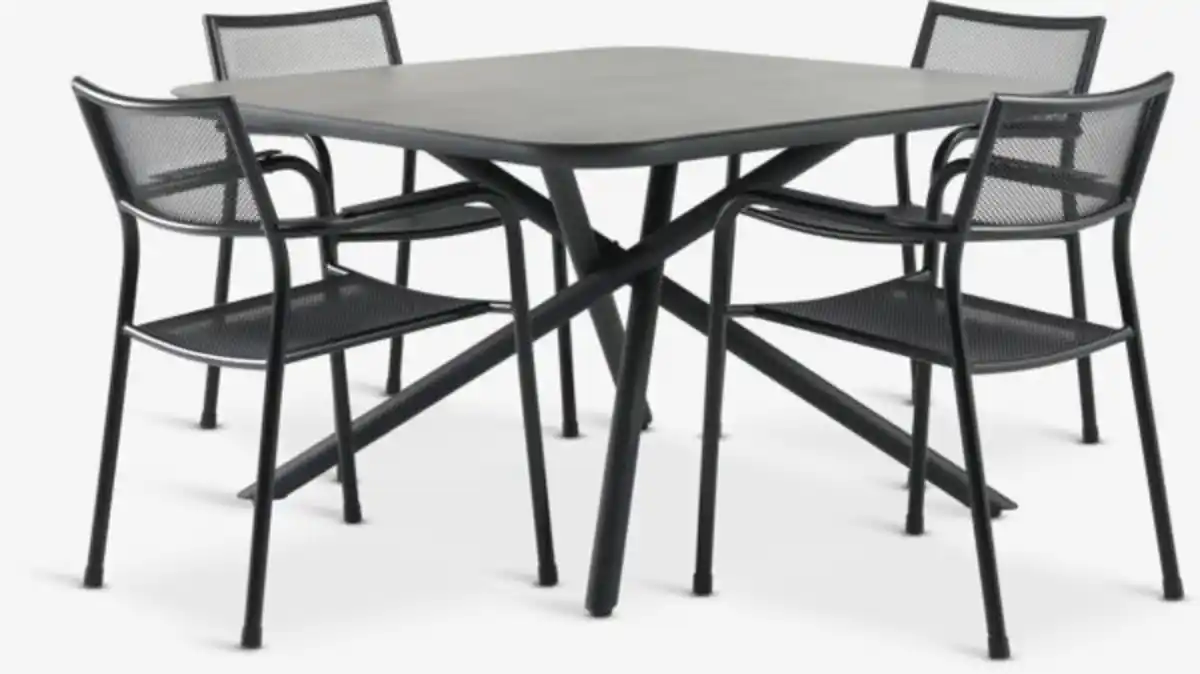 Bild 1 von GOTHENBURG L120 Tisch grau + 4 HEMSEDAL Stuhl schwarz