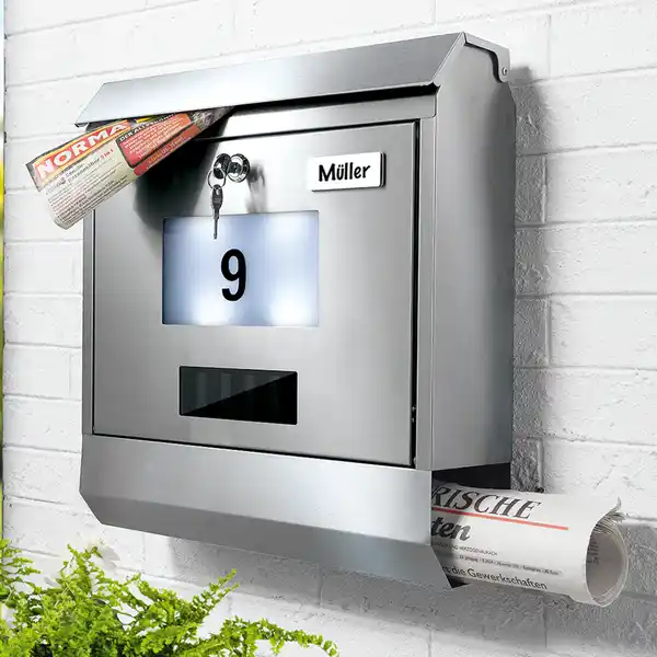 Bild 1 von Beleuchteter Edelstahl-Briefkasten