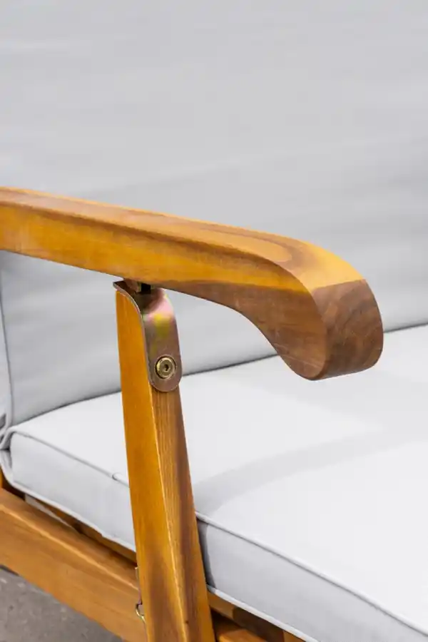 Bild 4 von 2tlg. Ergonomische Sonnenliege aus Akazienholz inkl. Auflage