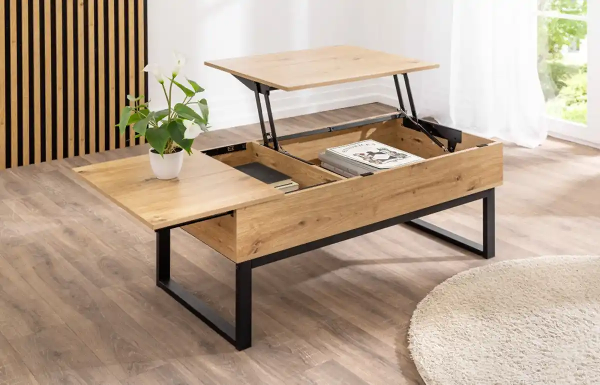 Bild 3 von Couchtisch höhenverstellbar, ca. 109 x 55 x 46 cm - Braun